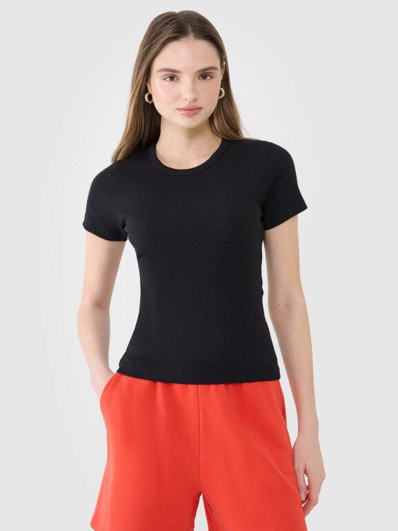 Damski t-shirt basic 4F 4FWSS25TTSHF1968 - czarny