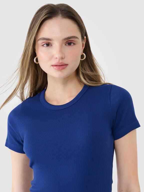 Damski t-shirt basic 4F 4FWSS25TTSHF1968 - granatowy