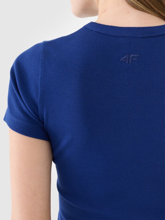Damski t-shirt basic 4F 4FWSS25TTSHF1968 - granatowy