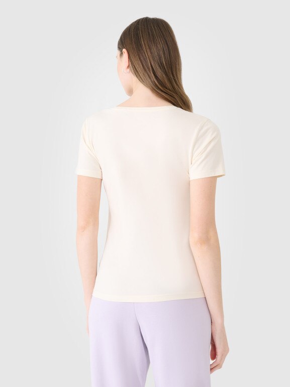 Damski t-shirt basic 4F 4FWSS25TTSHF1990 - biały