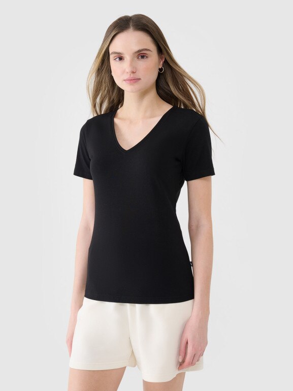 Damski t-shirt basic 4F 4FWSS25TTSHF1990 - czarny