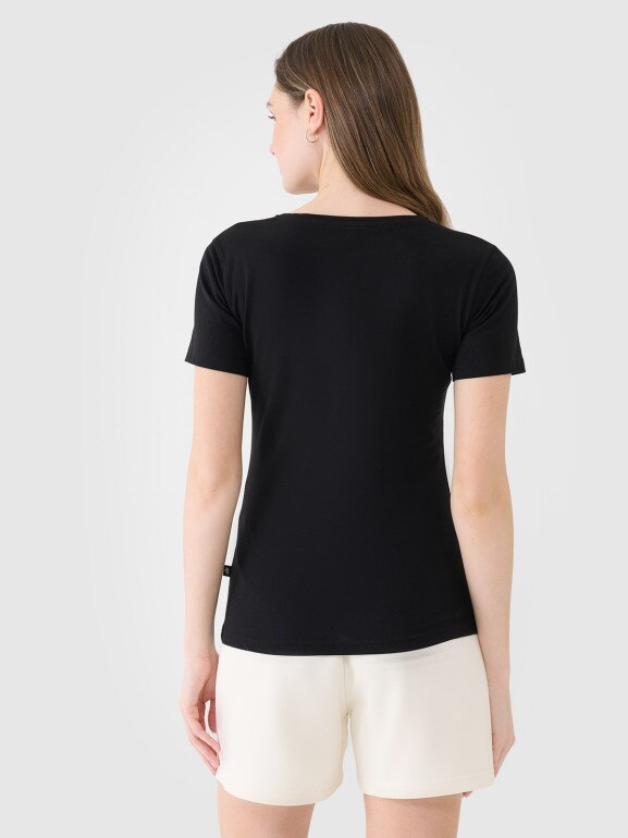 Damski t-shirt basic 4F 4FWSS25TTSHF1990 - czarny