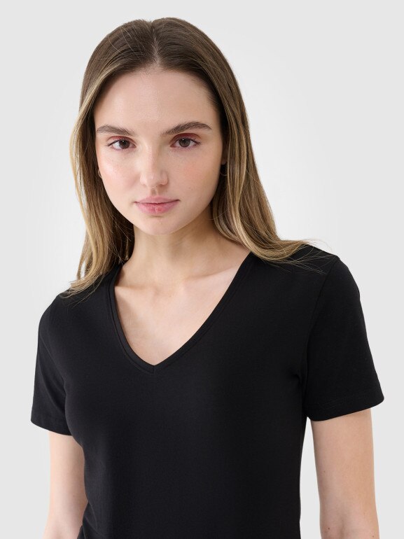 Damski t-shirt basic 4F 4FWSS25TTSHF1990 - czarny