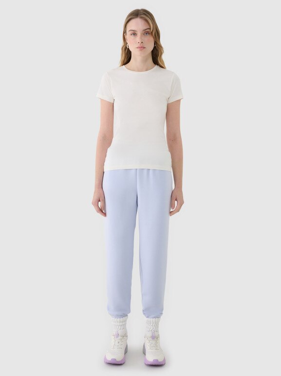 Damski t-shirt basic 4F 4FWSS25TTSHF1995 - biały