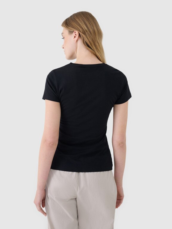 Damski t-shirt basic 4F 4FWSS25TTSHF1995 - czarny