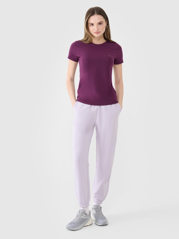 Damski t-shirt basic 4F 4FWSS25TTSHF2351 - fioletowy