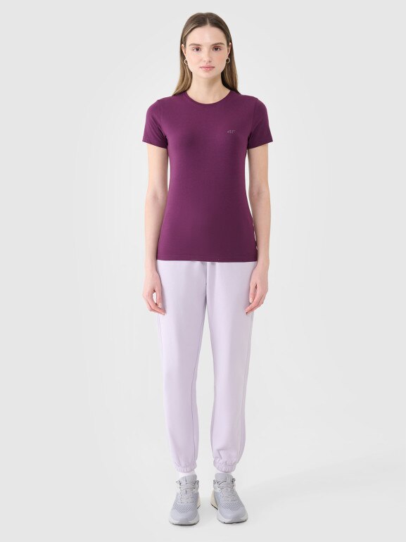 Damski t-shirt basic 4F 4FWSS25TTSHF2351 - fioletowy