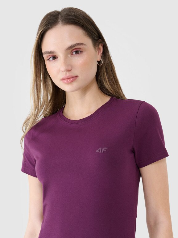 Damski t-shirt basic 4F 4FWSS25TTSHF2351 - fioletowy