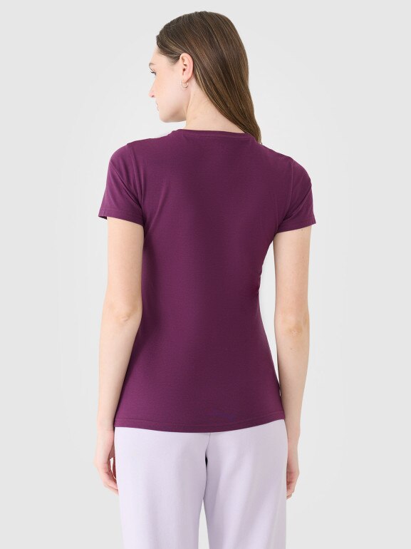 Damski t-shirt basic 4F 4FWSS25TTSHF2351 - fioletowy