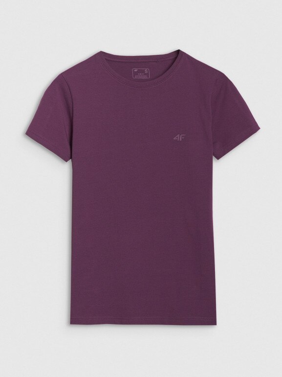 Damski t-shirt basic 4F 4FWSS25TTSHF2351 - fioletowy