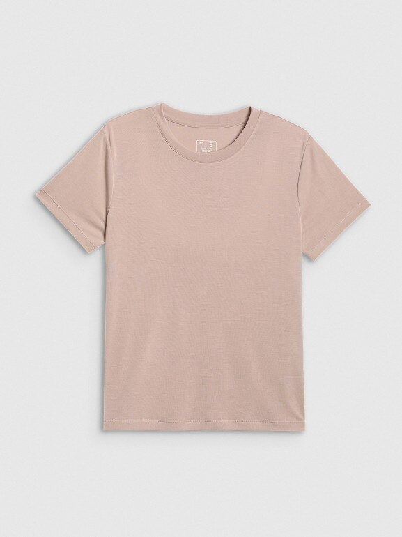 Damski t-shirt basic 4F 4FWSS26TTSHF2773 - beżowy
