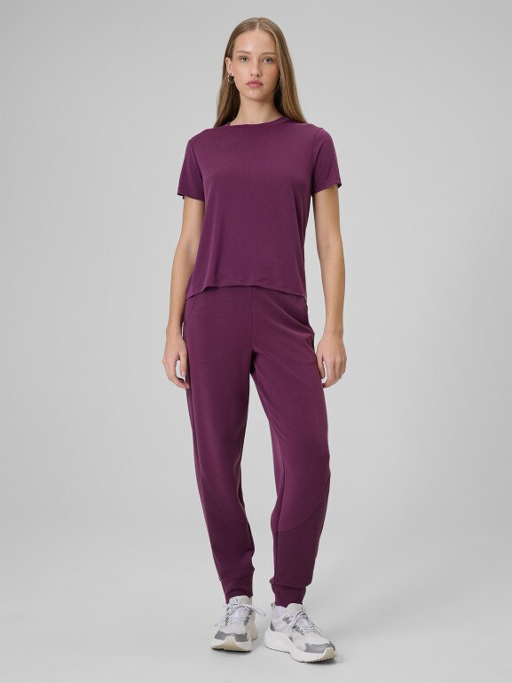 Damski t-shirt basic 4F 4FWSS26TTSHF2773 - fioletowy
