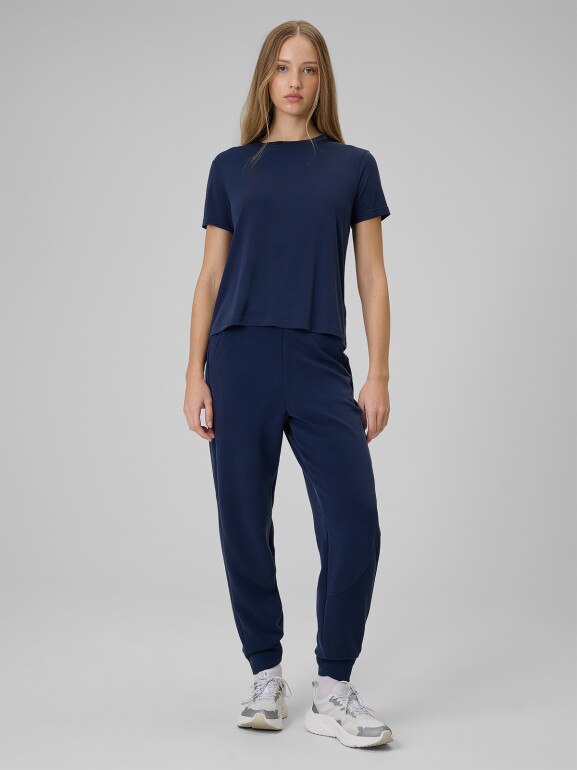 Damski t-shirt basic 4F 4FWSS26TTSHF2773 - granatowy
