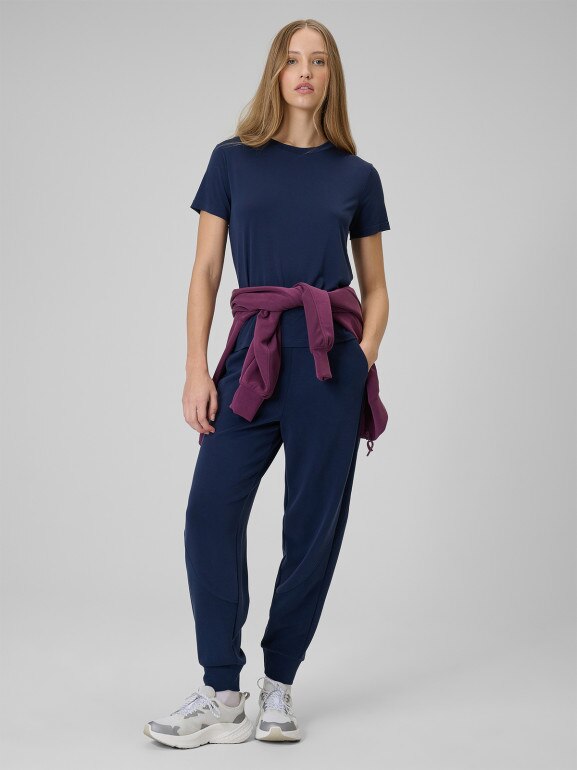 Damski t-shirt basic 4F 4FWSS26TTSHF2773 - granatowy