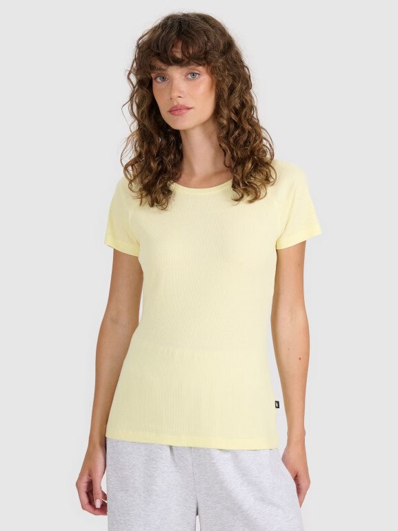 Damski t-shirt bez nadruku 4F 4FRSS25TTSHF2790 - żółty