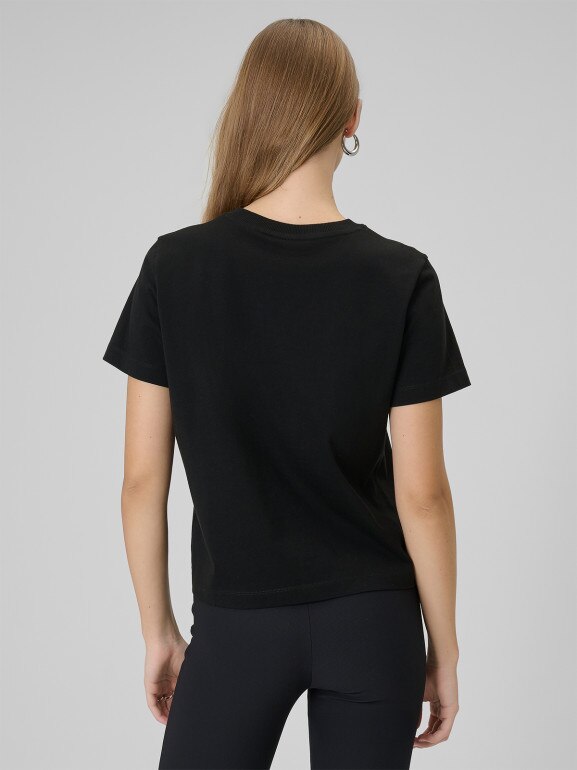 Damski t-shirt boxy z nadrukiem 4F 4FWSS26TTSHF2738 - czarny