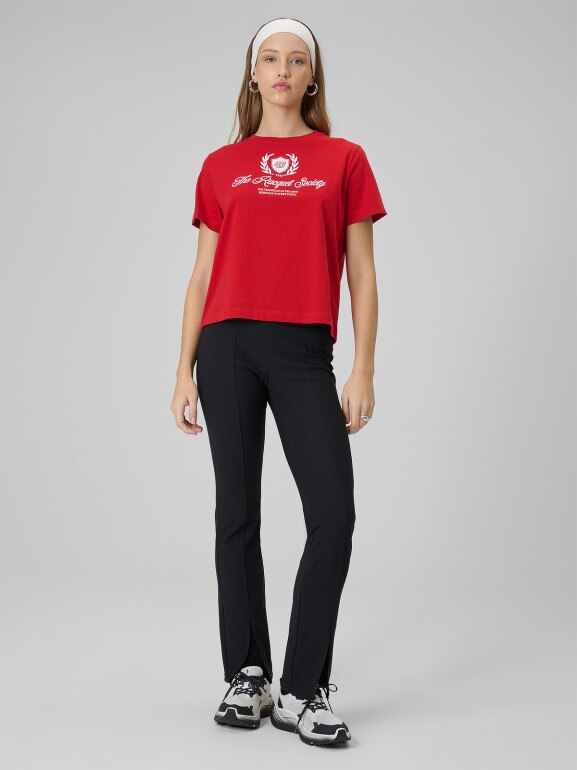 Damski t-shirt boxy z nadrukiem 4F 4FWSS26TTSHF2738 - czerwony