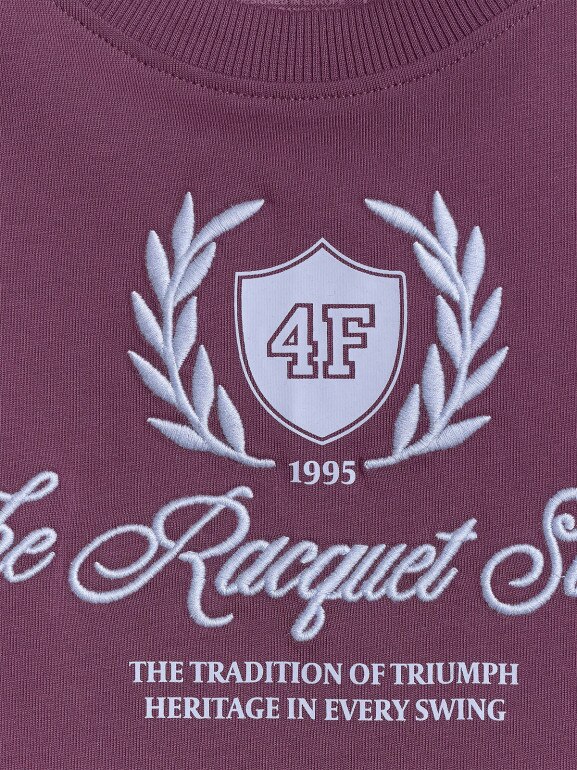 Damski t-shirt boxy z nadrukiem 4F 4FWSS26TTSHF2738 - burgundowy