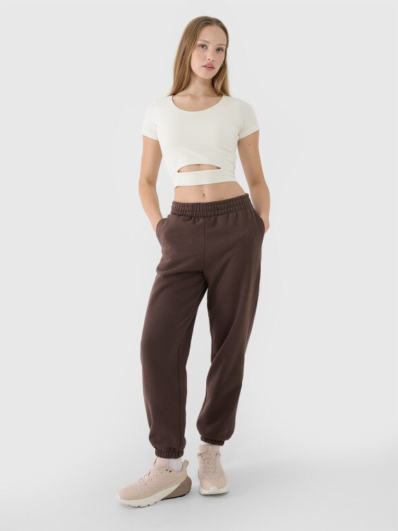 Damski t-shirt crop top 4F 4FRSS25TTSHF2695 - biały