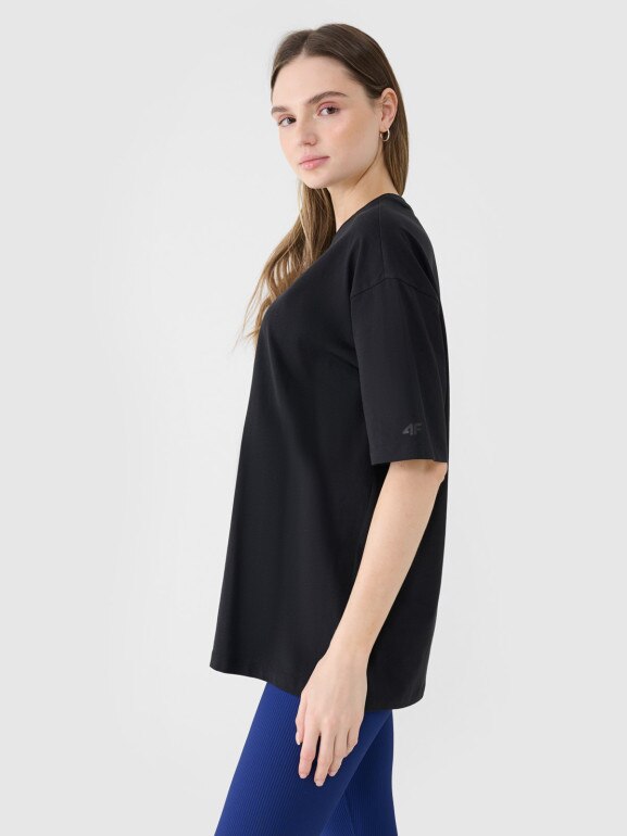 Damski t-shirt crop top 4F 4FRSS25TTSHF2695 - czarny
