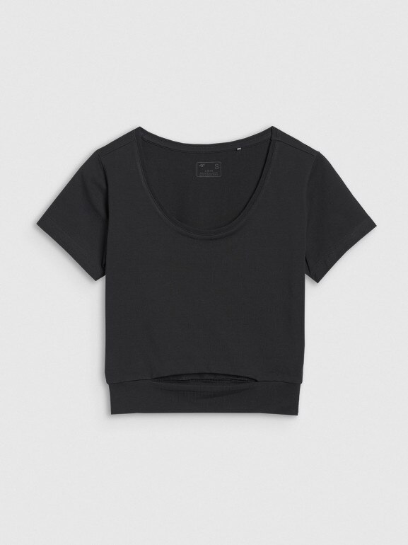 Damski t-shirt crop top 4F 4FRSS25TTSHF2695 - czarny