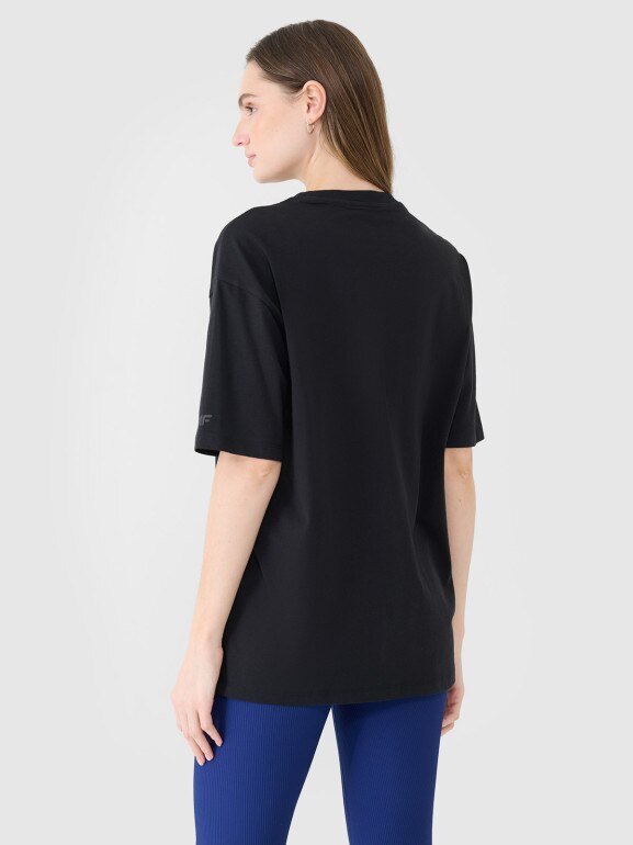 Damski t-shirt crop top 4F 4FRSS25TTSHF2695 - czarny