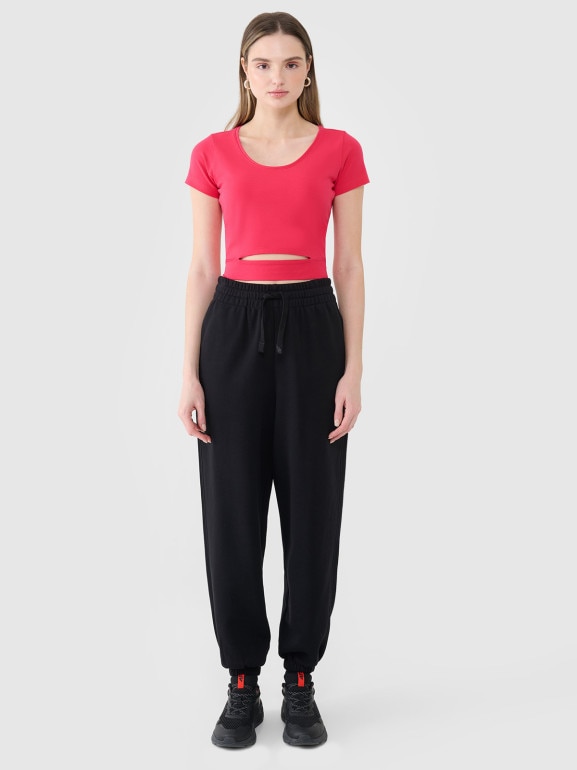 Damski t-shirt crop top 4F 4FRSS25TTSHF2695 - różowy