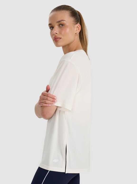 Damski t-shirt oversize 4F 4FRAW25TTSHF3408 - biały