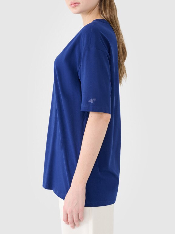 Damski t-shirt oversize 4F 4FRSS25TTSHF2694 - granatowy