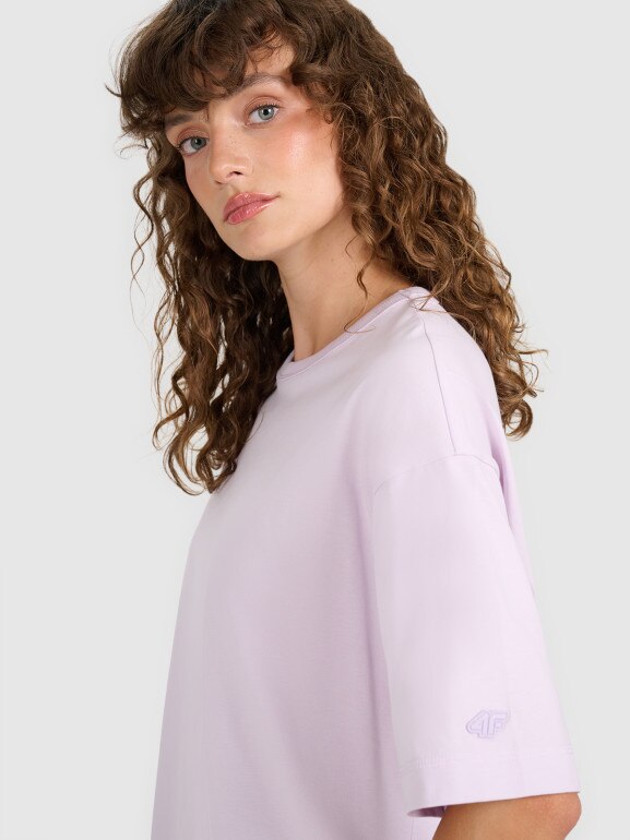 Damski t-shirt oversize 4F 4FWAW25TTSHF2350 - fioletowy