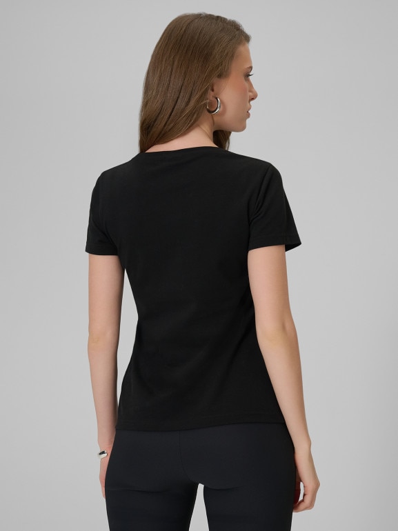 Damski t-shirt slim 4F 4FRSS26TTSHF3628 - czarny