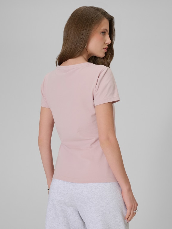 Damski t-shirt slim 4F 4FRSS26TTSHF3628 - różowy
