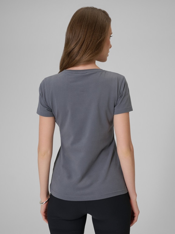 Damski t-shirt slim 4F 4FRSS26TTSHF3628 - szary
