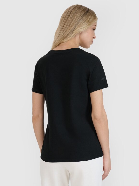 Damski t-shirt z nadrukiem 4F 4FRSS25TTSHF2693 - czarny