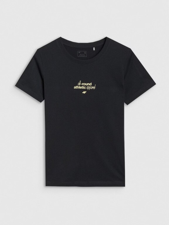 Damski t-shirt z nadrukiem 4F 4FRSS25TTSHF2786 - czarny