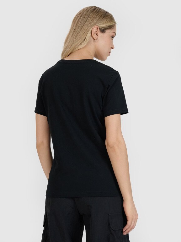 Damski t-shirt z nadrukiem 4F 4FRSS25TTSHF2786 - czarny