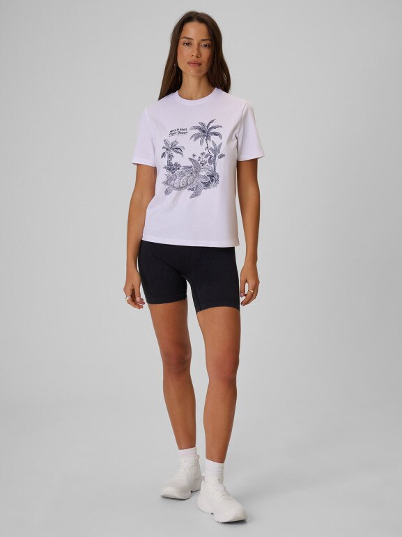 Damski t-shirt z nadrukiem 4F 4FRSS26TTSHF4020 - biały