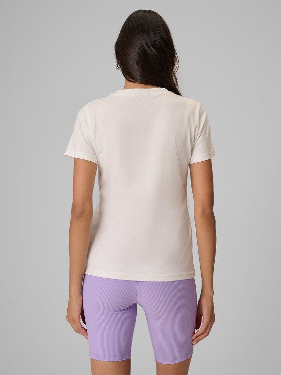 Damski t-shirt z nadrukiem 4F 4FRSS26TTSHF4028 - biały