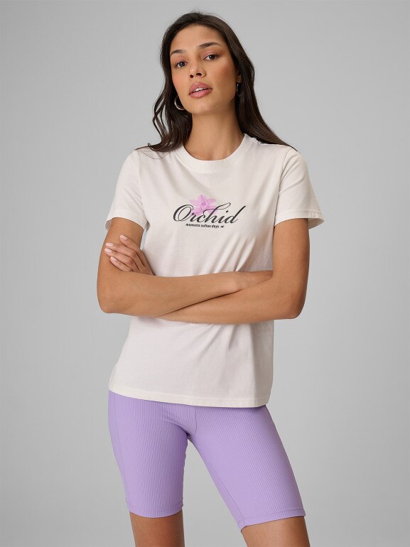 Damski t-shirt z nadrukiem 4F 4FRSS26TTSHF4028 - biały