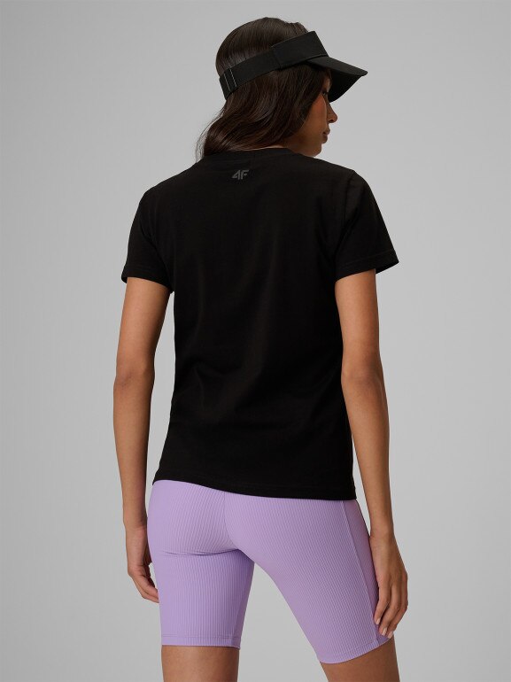 Damski t-shirt z nadrukiem 4F 4FRSS26TTSHF4028 - czarny
