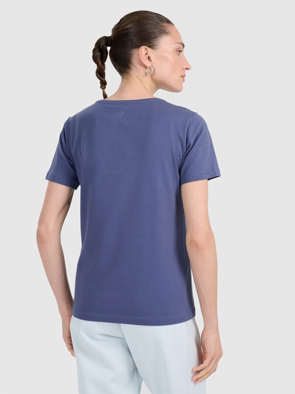 Damski t-shirt z nadrukiem 4F 4FWAW25TTSHF2713 - niebieski
