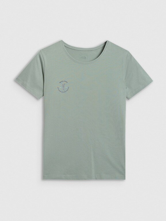 Damski t-shirt z nadrukiem 4F 4FWAW25TTSHF2713 - zielony
