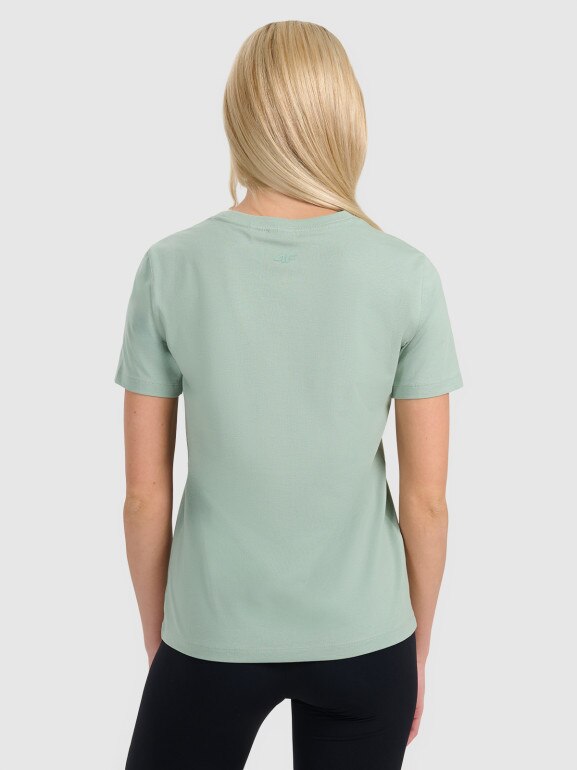 Damski t-shirt z nadrukiem 4F 4FWAW25TTSHF3117 - zielony