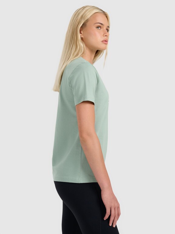 Damski t-shirt z nadrukiem 4F 4FWAW25TTSHF3117 - zielony