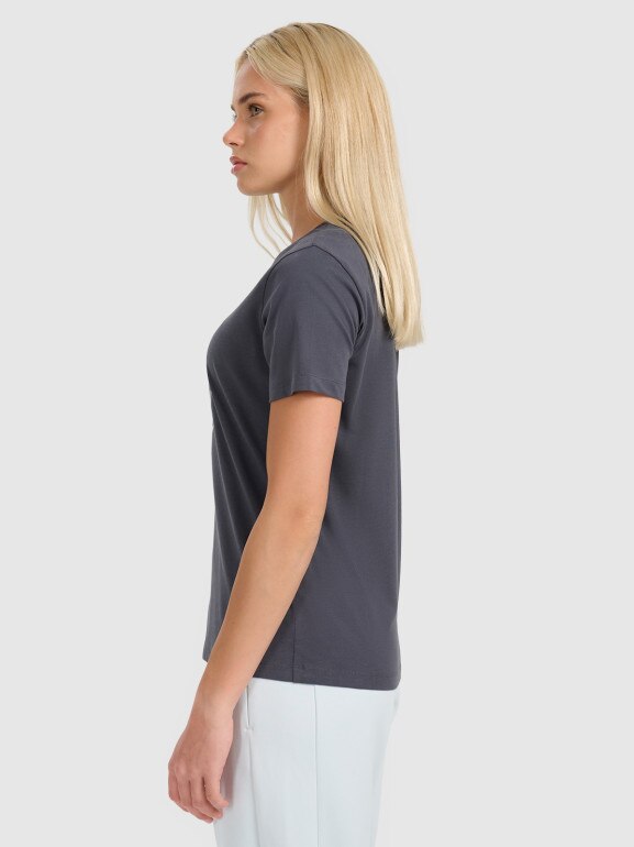 Damski t-shirt z nadrukiem 4F 4FWAW25TTSHF3118 - szary