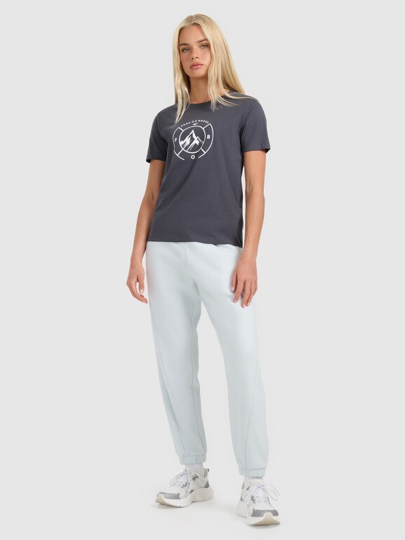 Damski t-shirt z nadrukiem 4F 4FWAW25TTSHF3118 - szary