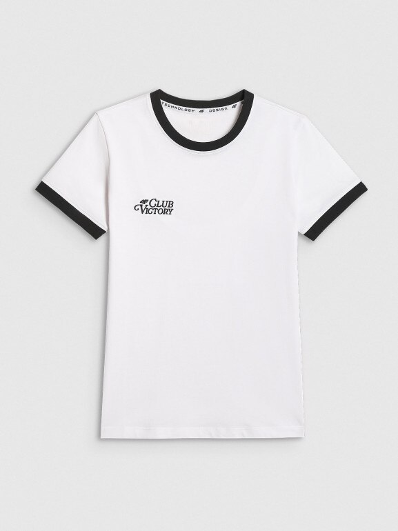 Damski t-shirt z nadrukiem 4F 4FWSS26TTSHF2725 - biały