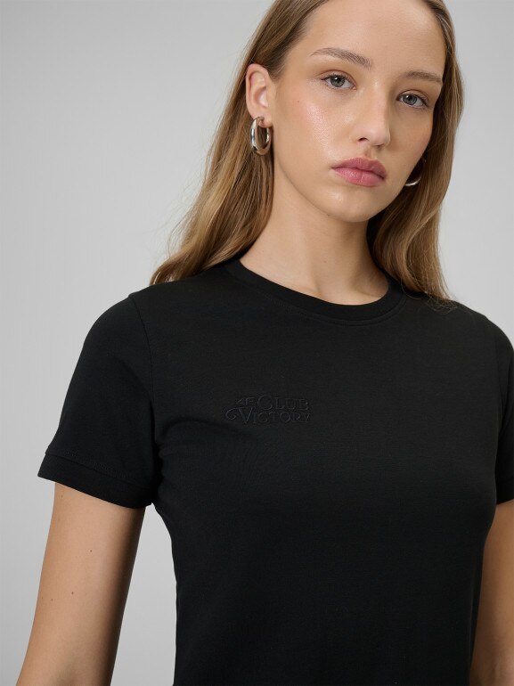 Damski t-shirt z nadrukiem 4F 4FWSS26TTSHF2725 - czarny