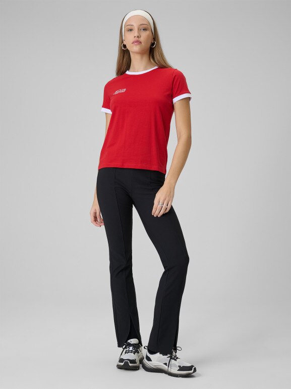 Damski t-shirt z nadrukiem 4F 4FWSS26TTSHF2725 - czerwony