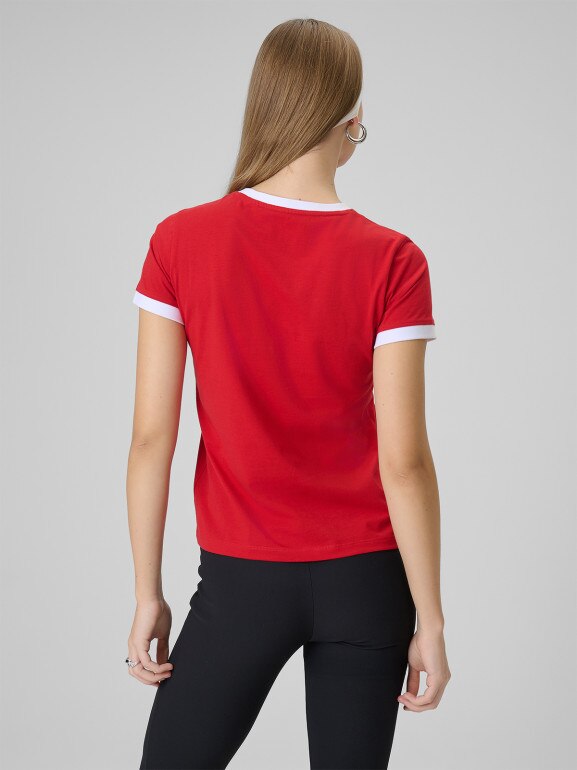 Damski t-shirt z nadrukiem 4F 4FWSS26TTSHF2725 - czerwony